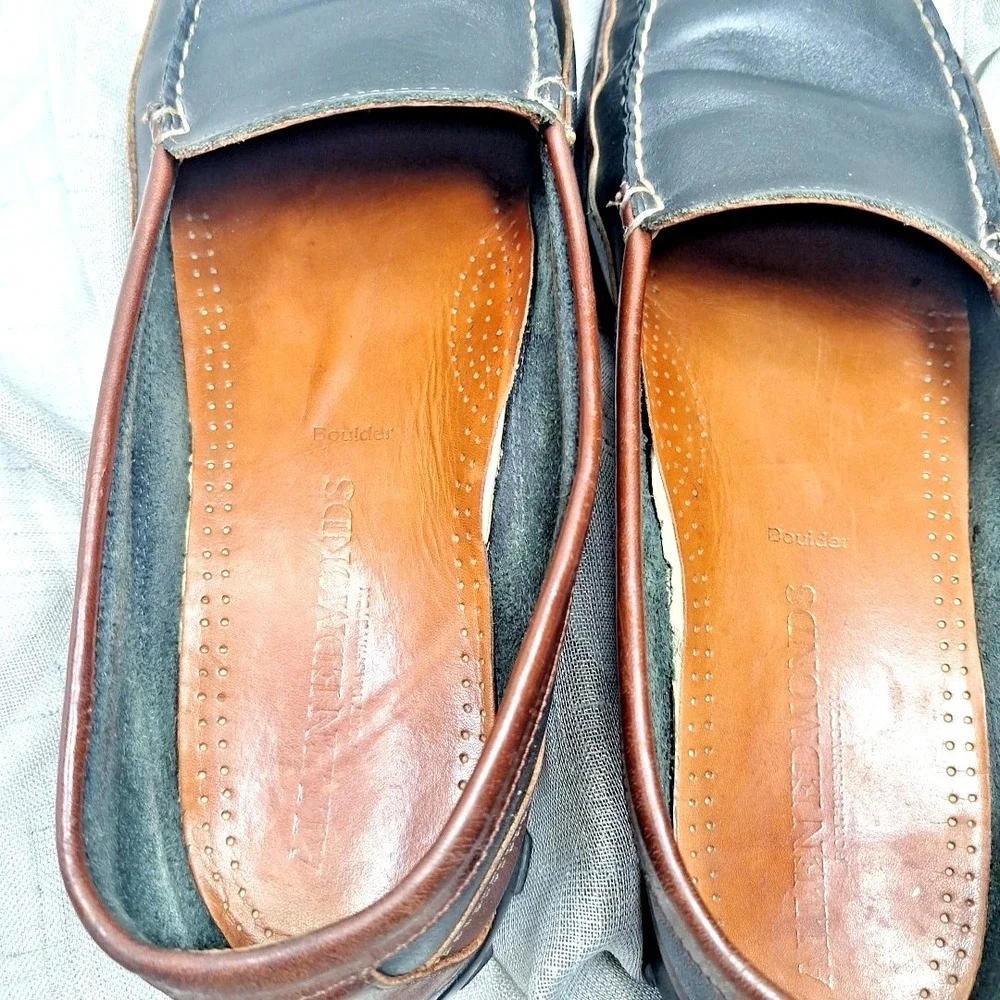Allen Edmonds Boulder Driving Moc Loafers Black Brown Leather 14B Slip On Casual